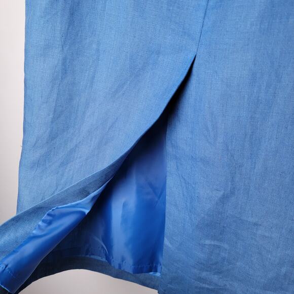 Talbots Linen Dress 4P Blue Sleeveless Midi Coastal Y2K Inspired 100 Irish Linen - Picture 9 of 11